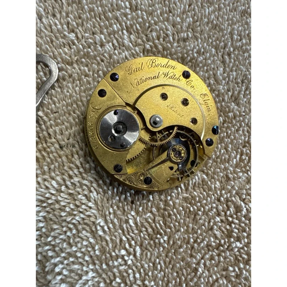 Antique 1870s Gail Borden Pocket Watch Movement – National Watch Co Elgin